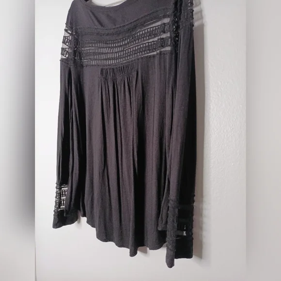 Free People Roxie Mesh Black Sheer Panel Women's Top Whimsy Fairy Goth Grunge - Picture 4 of 5